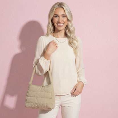 Anna-Kaci Women's Quilted Mini Handbag - Compact Puffy Top-Handle Bag for Casual Daily & Stylish Outings