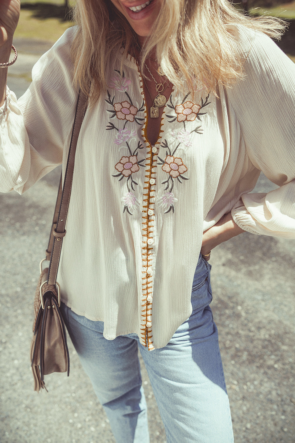 Threaded Pear June Puff Sleeve Loose Shirt