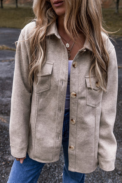 Threaded Pear Sadie Flap Pockets Buttoned Shacket
