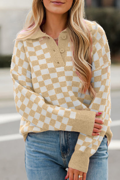 Threaded Pear Elaina Checkered Sweater
