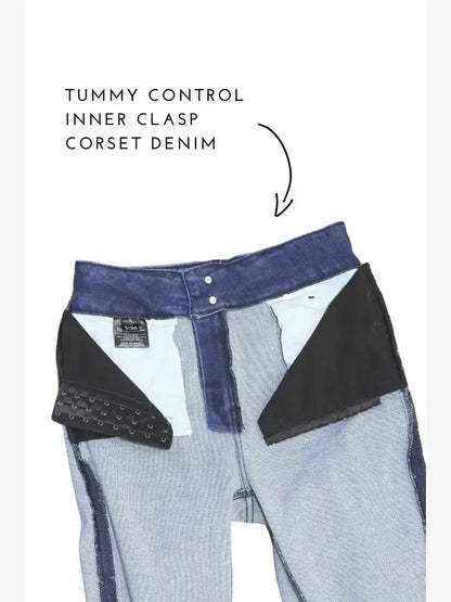 Eco Friendly Corset High Rise Crop Flare Jeans (Medium Wash)