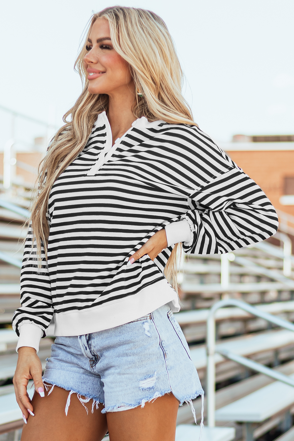 Threaded Pear Amara Stripe Oversized Sweatshirt