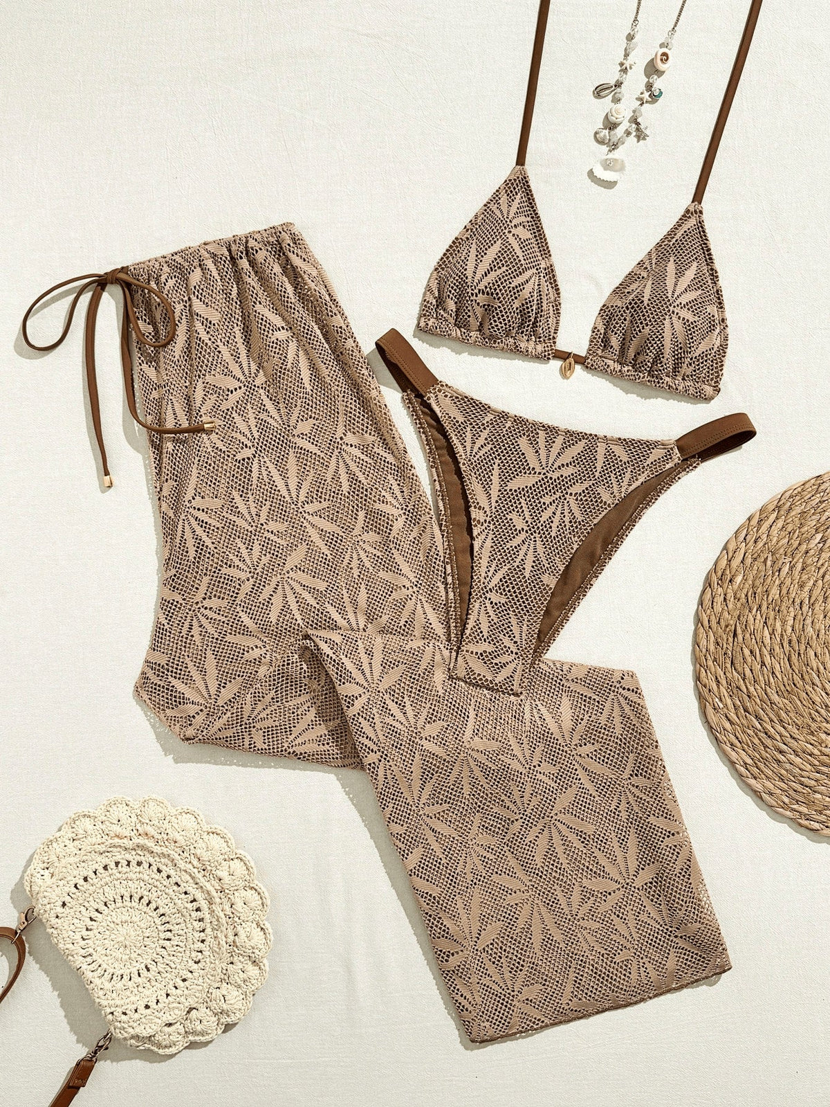 Women's Three-Piece Bikini Set with Halter Neck, Long Pants Swimwear for Beach Style New Fashion Bikini