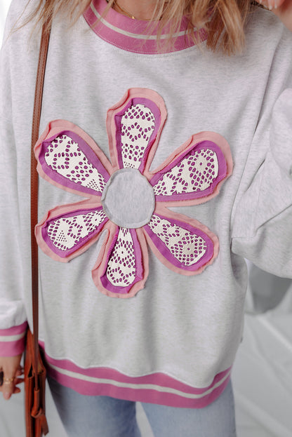 Threaded Pear Caroline Flower Crew Neck Sweatshirt