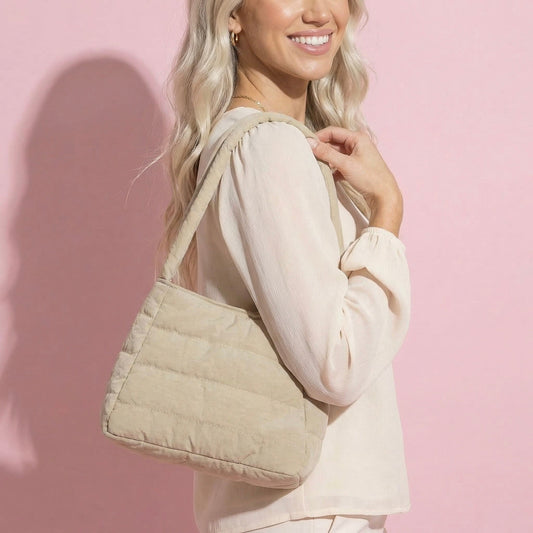 Anna-Kaci Women's Quilted Mini Handbag - Compact Puffy Top-Handle Bag for Casual Daily & Stylish Outings