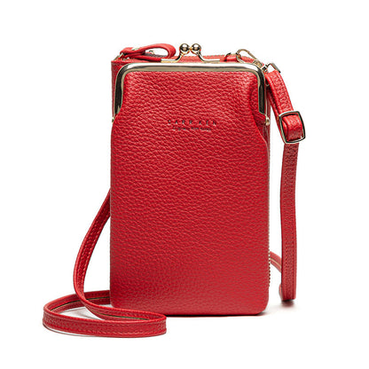 Fashion Lychee Pattern Solid Color Crossbody Bag | Premium Pebbled Texture Shoulder Bag | Minimalist Diagonal Sling Purse for Women | Elegant Daily Travel Messenger Bag