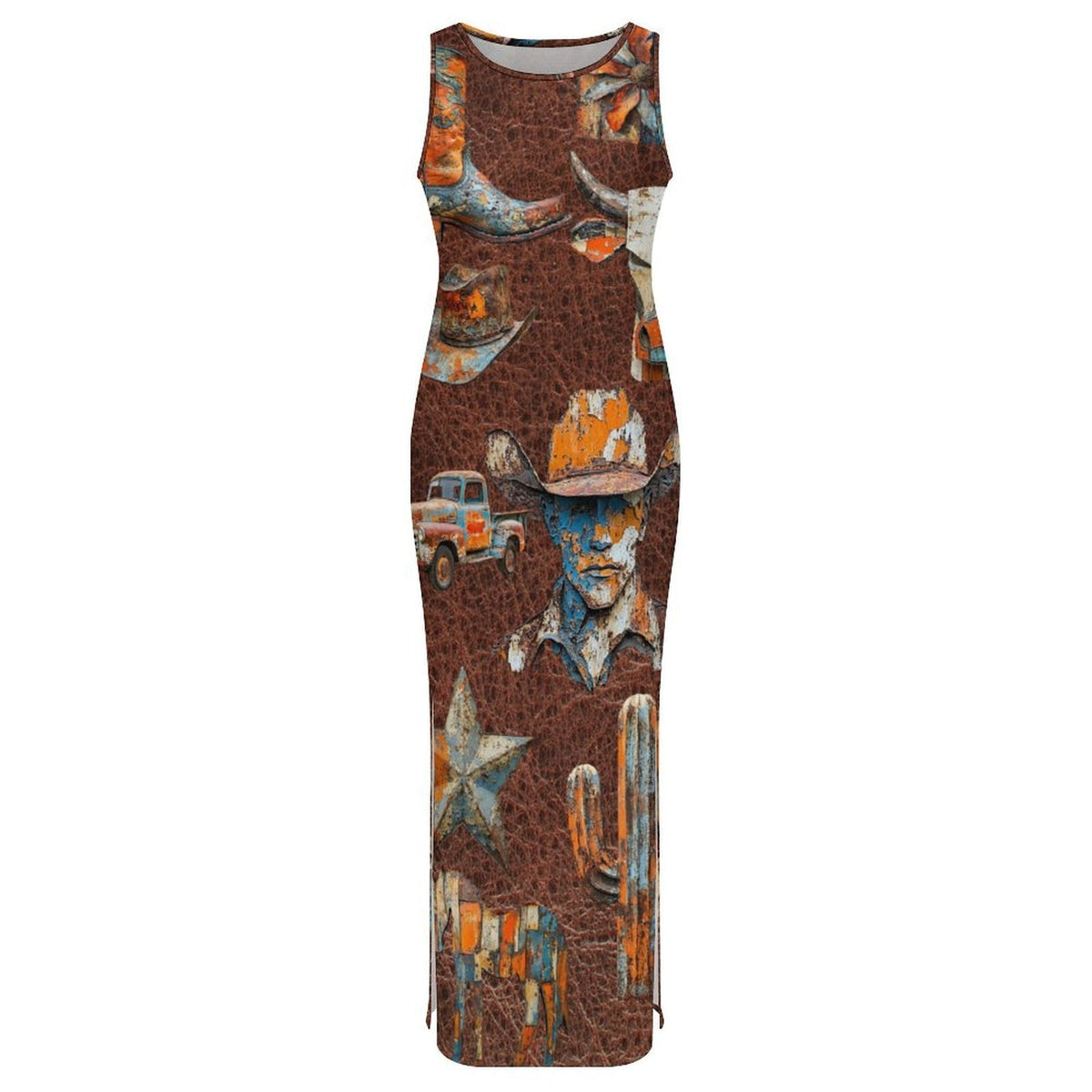 Baha Ranch Cowboy Treasures Bodycon Maxi Dress