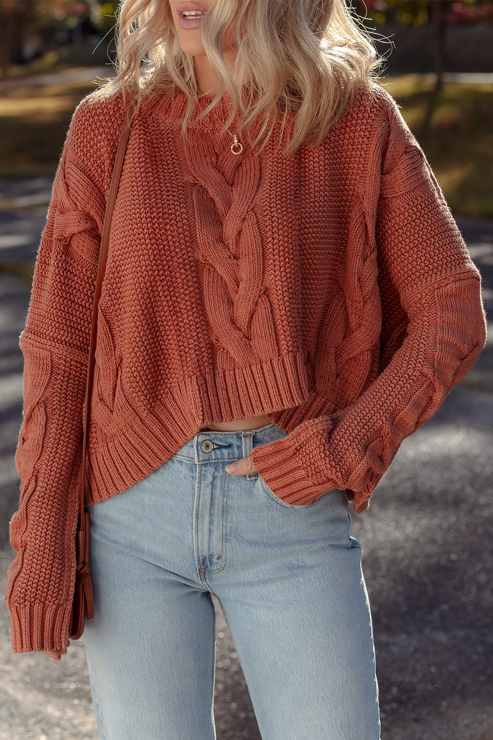 Threaded Pear Willaira Slouchy Textured Knit Sweater