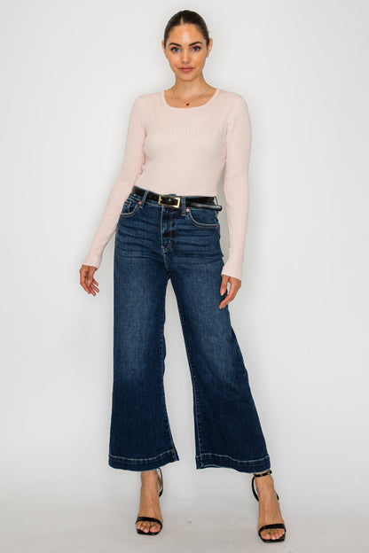 Camille High Rise Cropped Palazzo Jeans