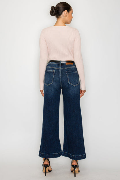 Camille High Rise Cropped Palazzo Jeans
