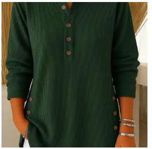 Women’s V-Neck Button-Down Sweater | Fashion Casual Solid Color Long-Sleeved Top | Elegant Knit Blouse T-Shirt for Women | Trendy Minimalist Soft-Touch Pullover | 2026 High-Fashion Lightweight Winter & Autumn Clothing