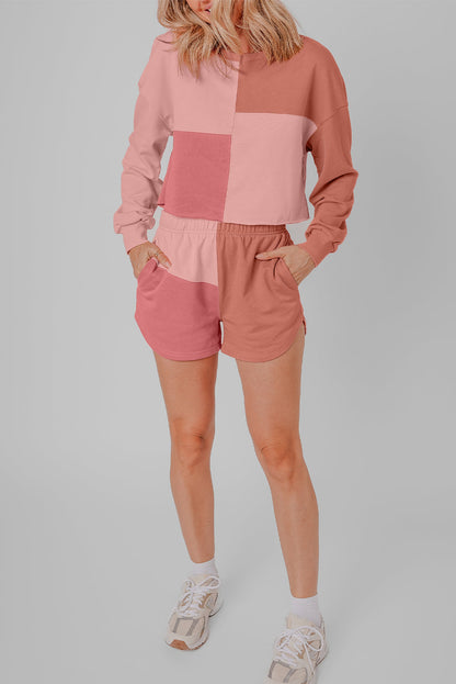 Threaded Pear Saige Patchwork Long Sleeve Shorts