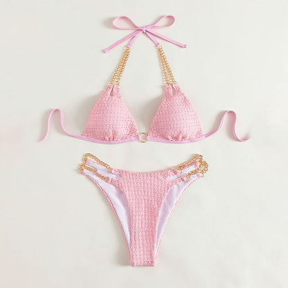 Sexy Chain Halter Two-Piece Swimsuit Women's Beach Bikini Hot
