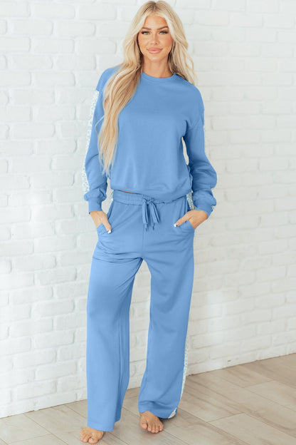 Threaded Pear Robin and Sweatpants Lounge Set