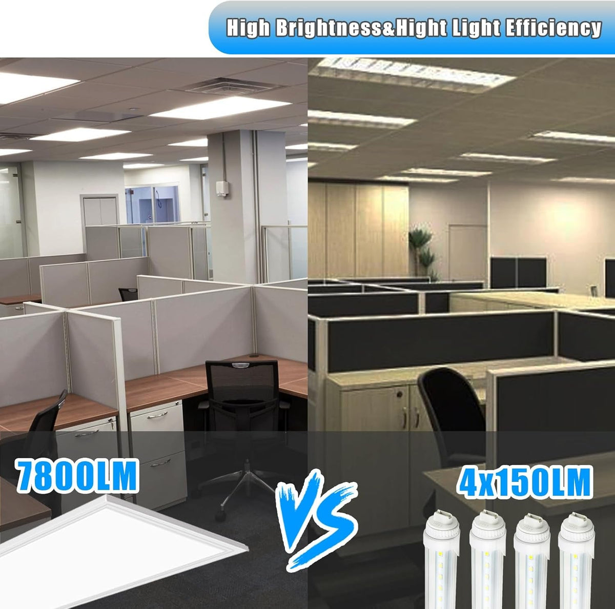 2x4 LED Flat Panel Light 4 Pack Dimmable 7800LM 5000K Ceiling Lighting Commercial Office Ready by ShipItFurniture