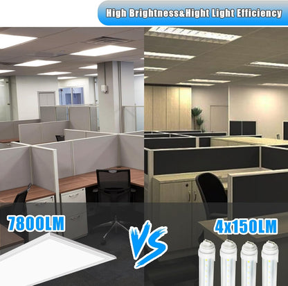 2x4 LED Flat Panel Light 4 Pack Dimmable 7800LM 5000K Ceiling Lighting Commercial Office Ready by ShipItFurniture