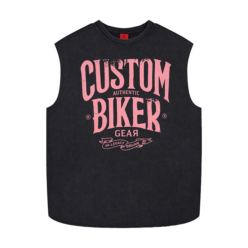 Letter printed wide shoulder vest