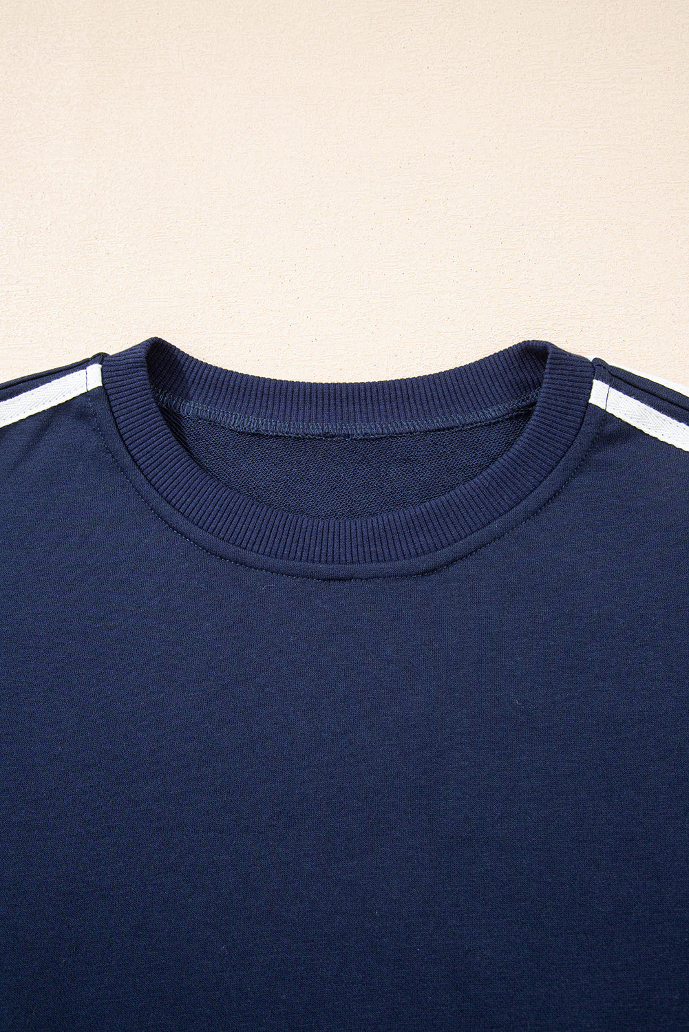 Threaded Pear Hana Striped Detail Crewneck Pullover