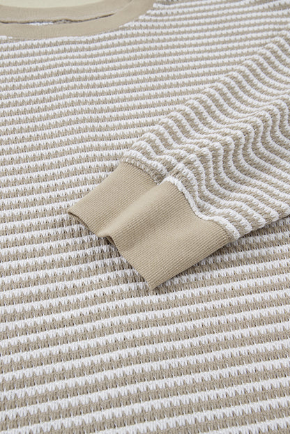 Threaded Pear Vanessa Knit Ribbed Trim Long Sleeve PLUS Top