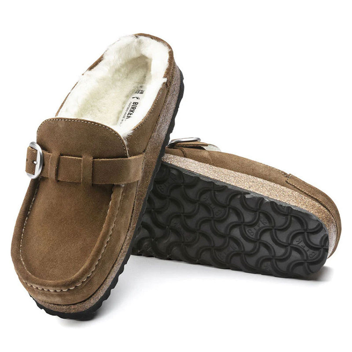 Birkenstock Buckley Shearling Suede Leather Dark Tea