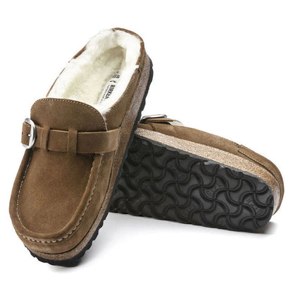 Birkenstock Buckley Shearling Suede Leather Dark Tea