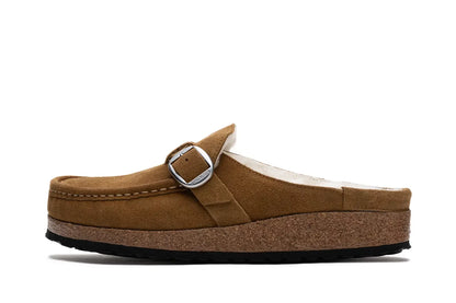 Birkenstock Buckley Shearling Suede Leather Dark Tea
