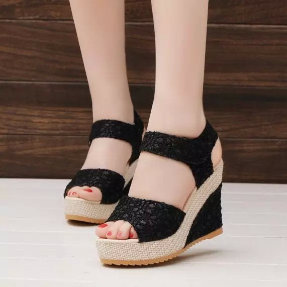 Women’s Flat-Bottom High-Heel Sandals | Comfortable Platform Wedge Sandals | High-Sense Summer Open-Toe Heels | Elegant Lightweight Daily Casual Sandals