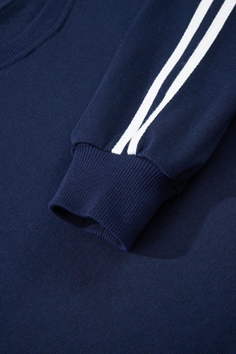 Threaded Pear Hana Striped Detail Crewneck Pullover