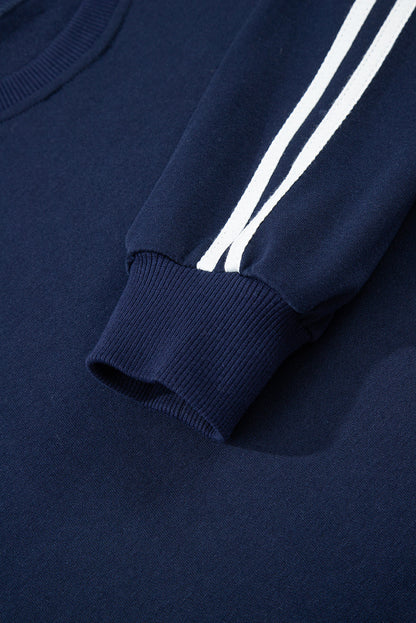 Threaded Pear Hana Striped Detail Crewneck Pullover