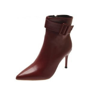 Women’s Pointed-Toe Stiletto Short Booties | Elegant Slim-Fit Ankle Boots | High-Heel Booties for Women | Sophisticated "High-Sense" Formal Boots | 2026 Winter Fashion Boots