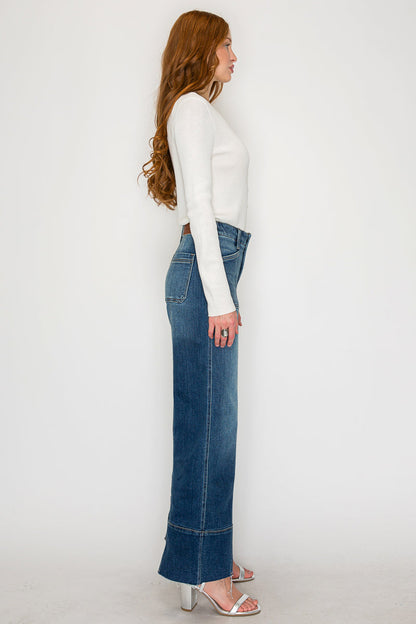 Aurora Tummy Control Eco Friendly Fabric Slim Palazzo Jeans (Dark Wash)