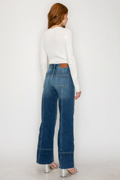 Aurora Tummy Control Eco Friendly Fabric Slim Palazzo Jeans (Dark Wash)
