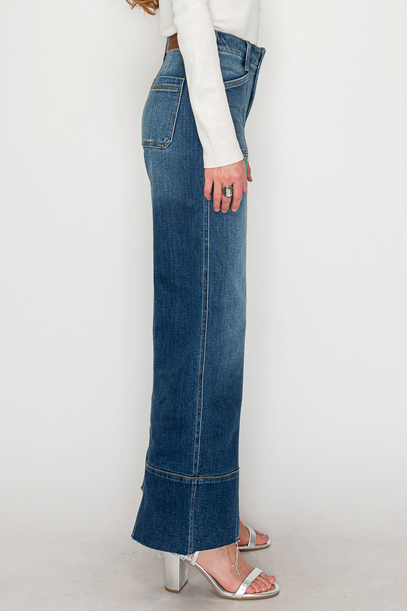 Aurora Tummy Control Eco Friendly Fabric Slim Palazzo Jeans (Dark Wash)