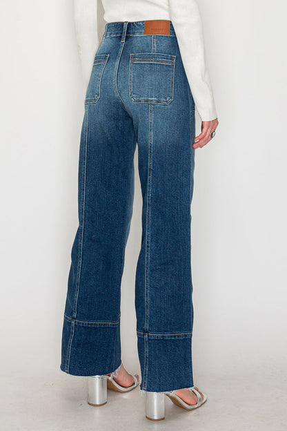 Aurora Tummy Control Eco Friendly Fabric Slim Palazzo Jeans (Dark Wash)