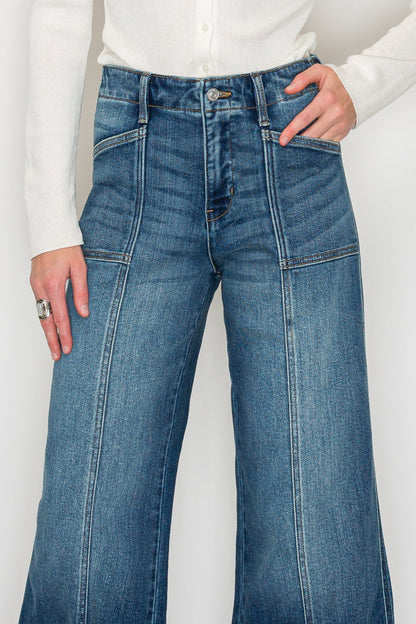 Aurora Tummy Control Eco Friendly Fabric Slim Palazzo Jeans (Dark Wash)