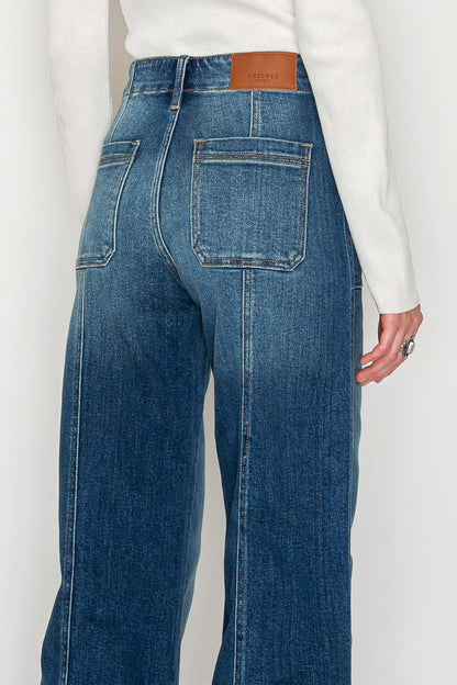 Aurora Tummy Control Eco Friendly Fabric Slim Palazzo Jeans (Dark Wash)
