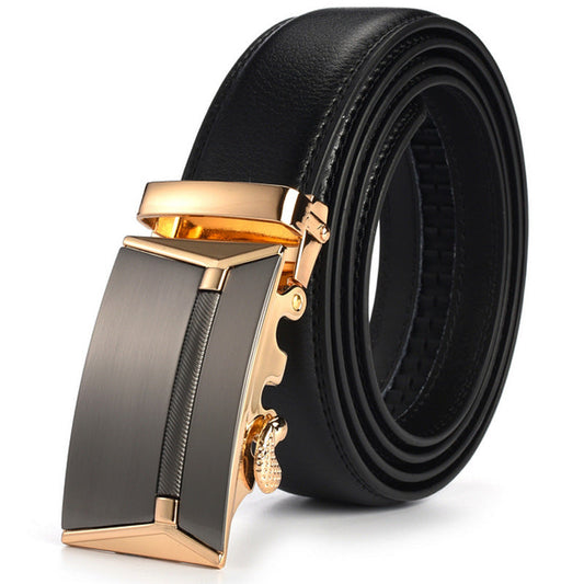 Men's Executive Automatic Ratchet Belt | No-Hole Adjustable Business Belt | Premium Professional Waist Strap with Quick-Release Buckle | Men's Comfort Click Belt