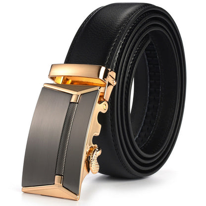 Men's Executive Automatic Ratchet Belt | No-Hole Adjustable Business Belt | Premium Professional Waist Strap with Quick-Release Buckle | Men's Comfort Click Belt