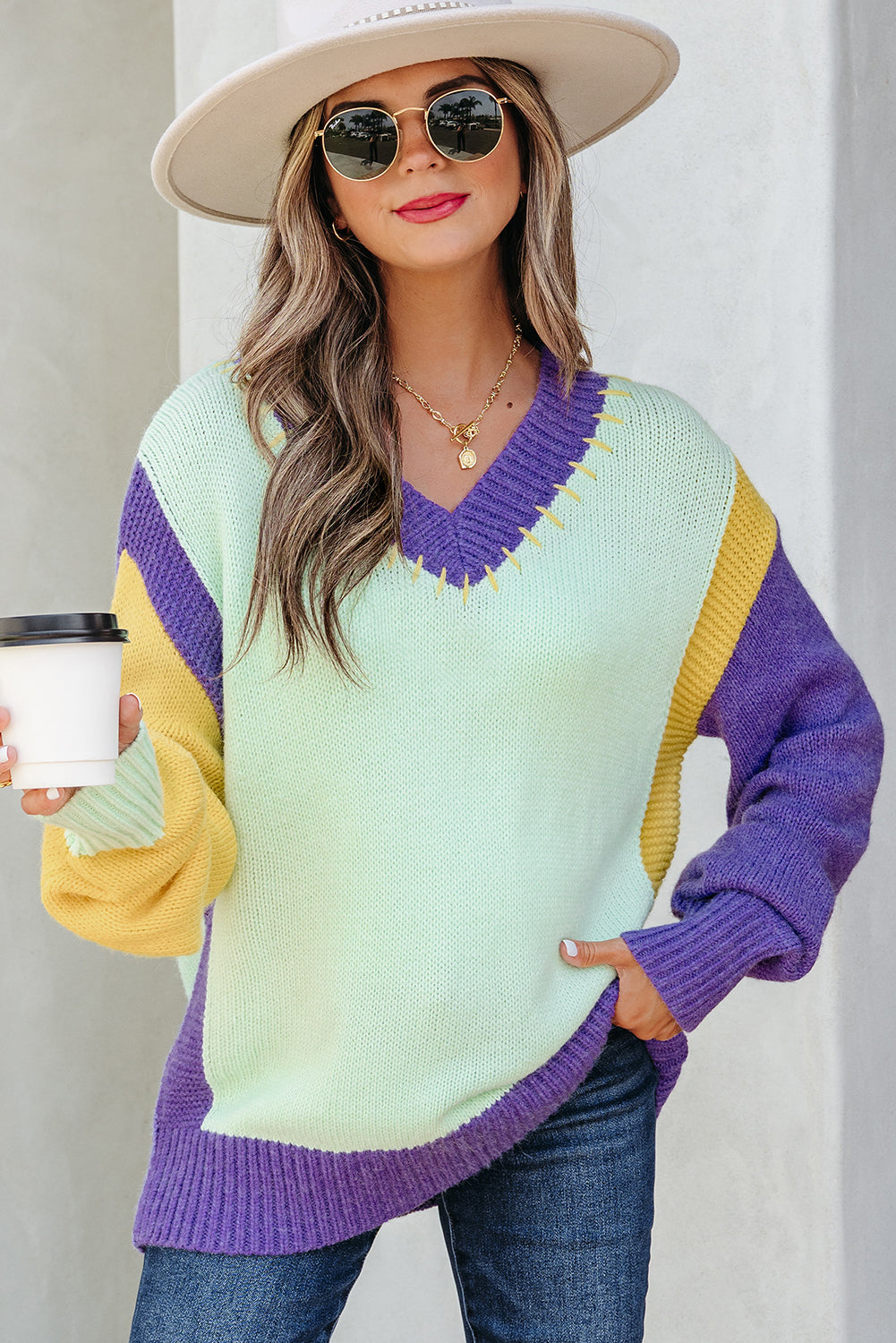 Threaded Pear Colette Knitted Drop Shoulder Sweater