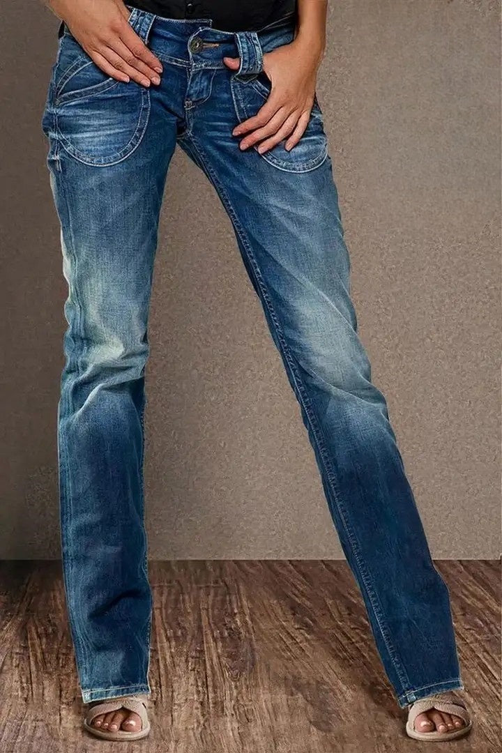 Women’s Classic Light Blue Denim Jeans T191 | Elegant Mid-Rise Straight Fit Jeans | Trendy Soft-Touch Daily Wear Denim | High-Sense Minimalist Women's Trousers | 2026 Essential Denim Collection
