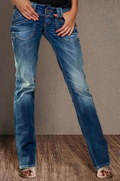 Women’s Classic Light Blue Denim Jeans T191 | Elegant Mid-Rise Straight Fit Jeans | Trendy Soft-Touch Daily Wear Denim | High-Sense Minimalist Women's Trousers | 2026 Essential Denim Collection