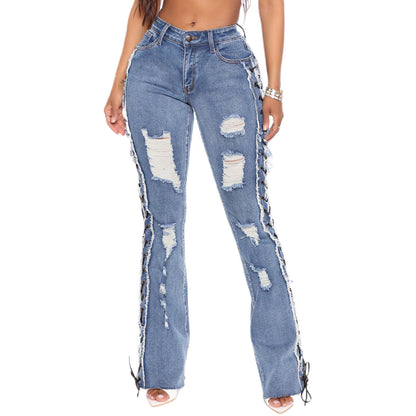 Slim fit ripped denim pants