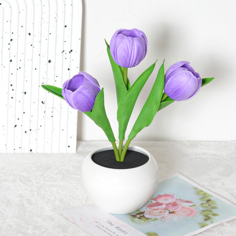 Rechargeable Tulip Night Light LED Simulation Flower Creative Table Light Home Decoration Bedroom Decoration Atmosphere Light