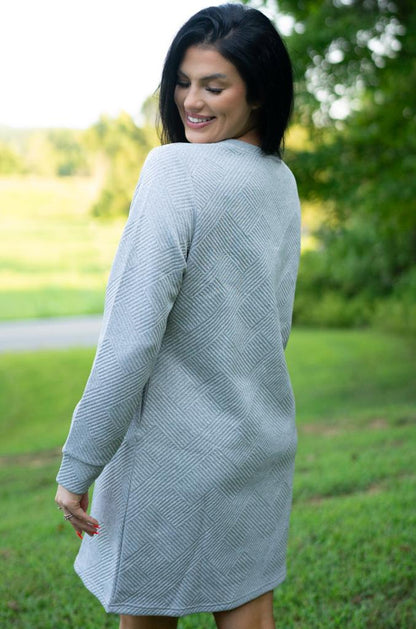 Threaded Pear Quincy Textured Long Sleeve Dress