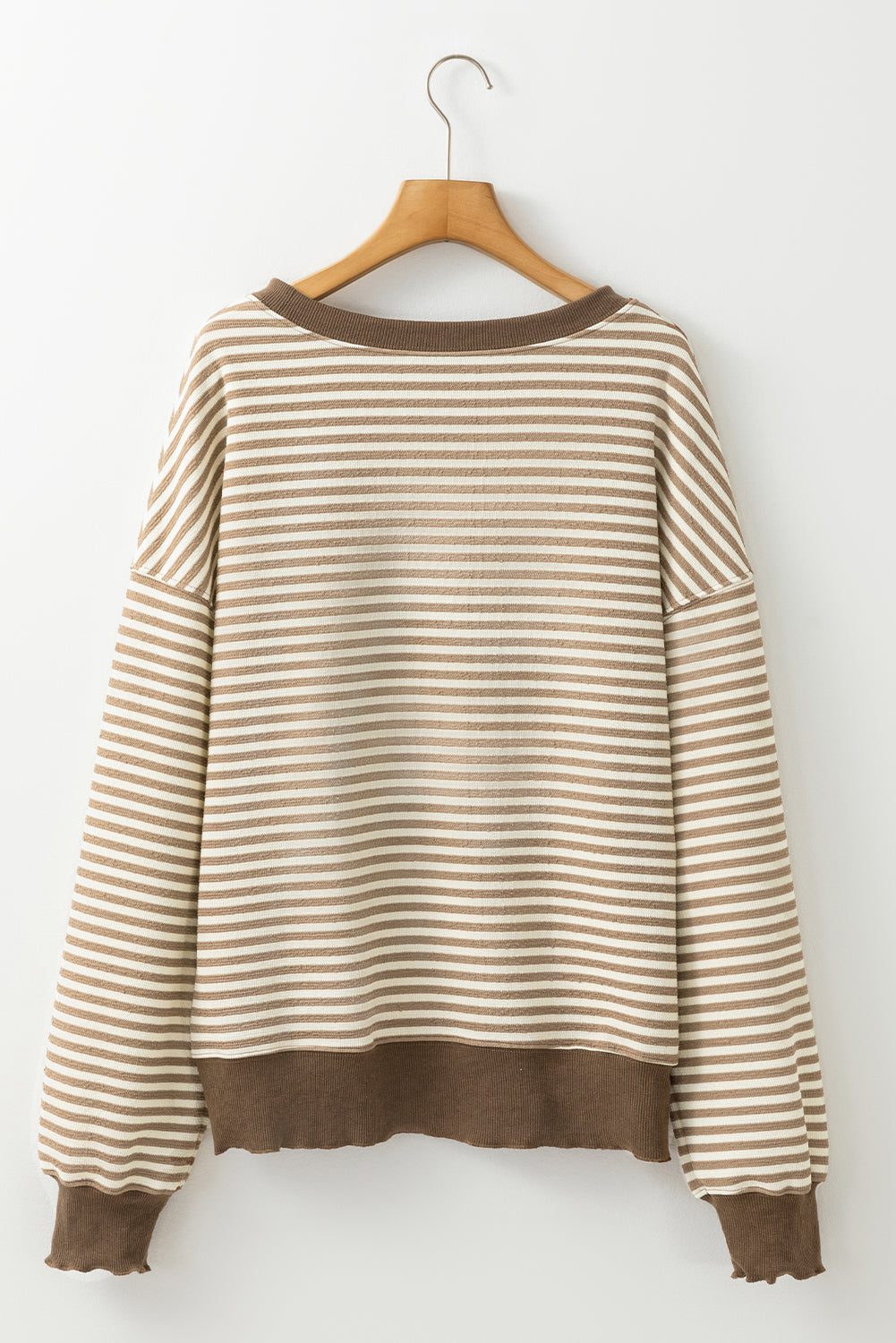 Threaded Pear Angie Stripe Loose Drop Shoulder Long Sleeve Top