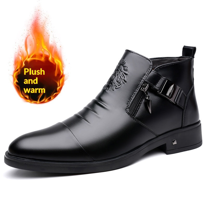 Men’s Retro Wide-Fit Ankle Boots | Trendy Side-Chain Leather Boots | Classic Vintage-Style Biker Boots for Men | High-Sense Comfortable Wide-Toe Boots | 2026 High-Fashion Urban Streetwear Footwear