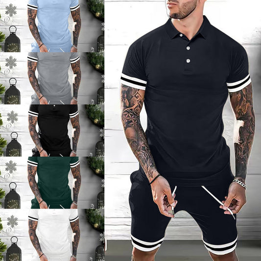 Men’s 2-Piece Fashion Polo & Shorts Set | High-Sense Summer Tracksuit Outfits | Trendy Minimalist Casual Short Sleeve Set | Luxury-Label Statuesque Radiant Activewear | 2026 High-Fashion Urban-Luxe Essential