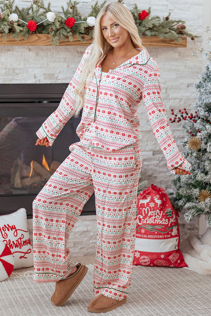 Threaded Pear Sarai Christmas Pattern Print Shirt