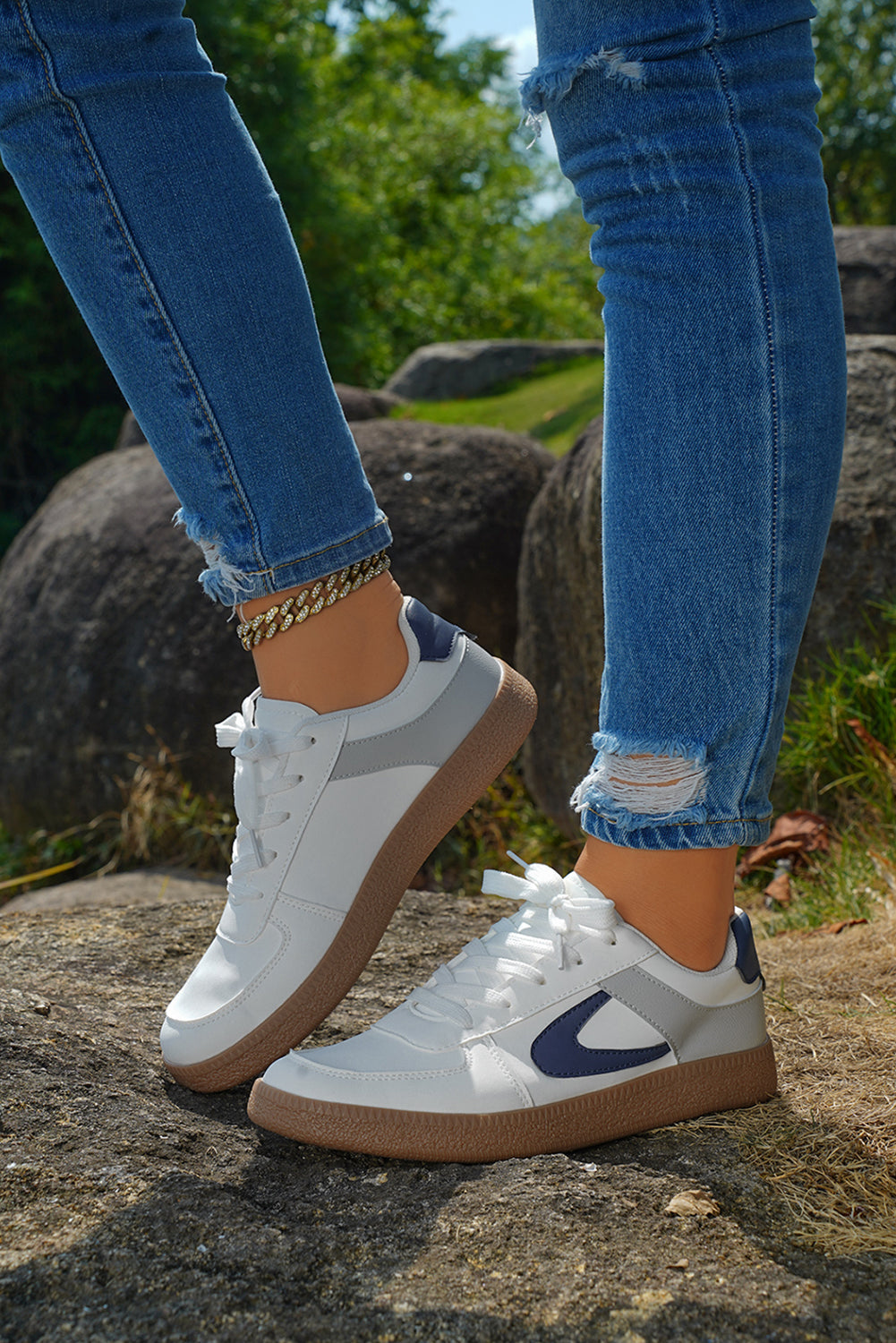 Threaded Pear Elizabeth Leather Lace Up Sneakers