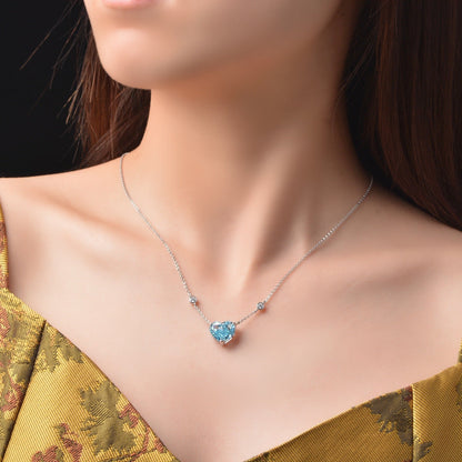 Ocean Blue Heart-Shaped Zircon Ring | S925 Sterling Silver Romantic Ring | High-Sense Minimalist Heart Jewelry | Luxury-Label Radiant Blue Gemstone Ring | 2026 High-Fashion Statuesque Women’s Fine Jewelry